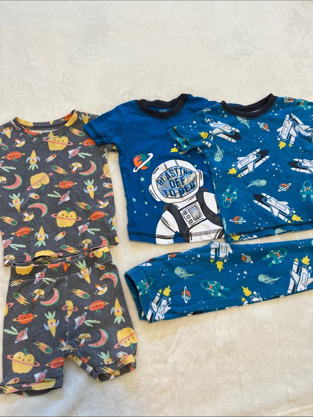 Kids Space Pajama Set - Blue Astronaut & Fruit Planets 18 mo. & 2T